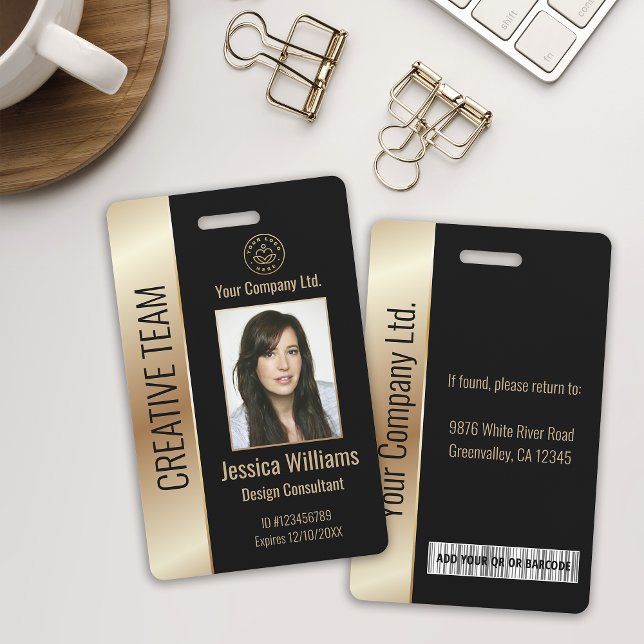 Crachá Preto Personalizado para Funcionários Corpo (Criador carregado)
