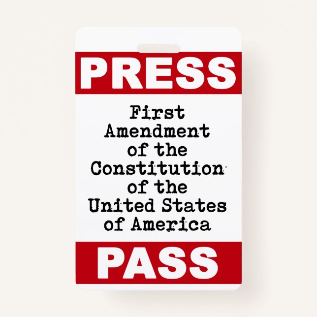 Crachá Primeira Emenda Press Pass (Verso)