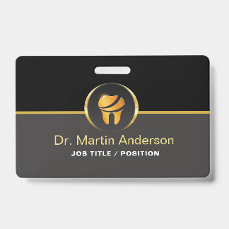 Crachá  Professional Dental Clinic Gold Tooth Logo
