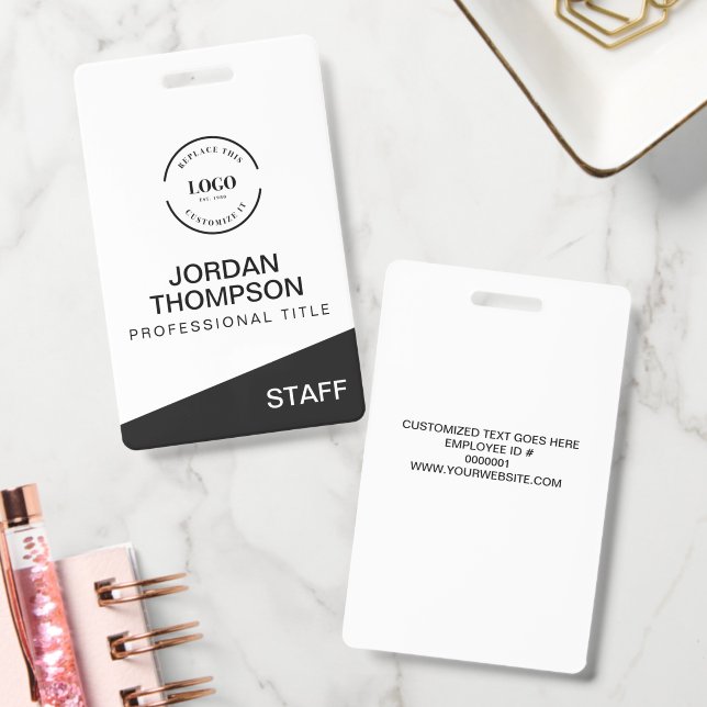 Crachá Professional Staff Custom Business Logo Employee (Escritório)