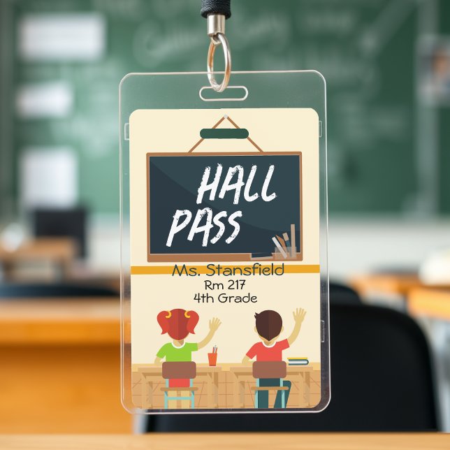 Crachá Professor Aluno Sala de Aula Quadro Negro Passe de (Teacher Student Classroom Chalkboard Hall Pass Badge
)