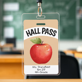 Crachá Professor Apple Study Classe Bathroom Pass