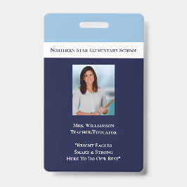 Crachá Professor de Identificação de Foto do Funcionarios