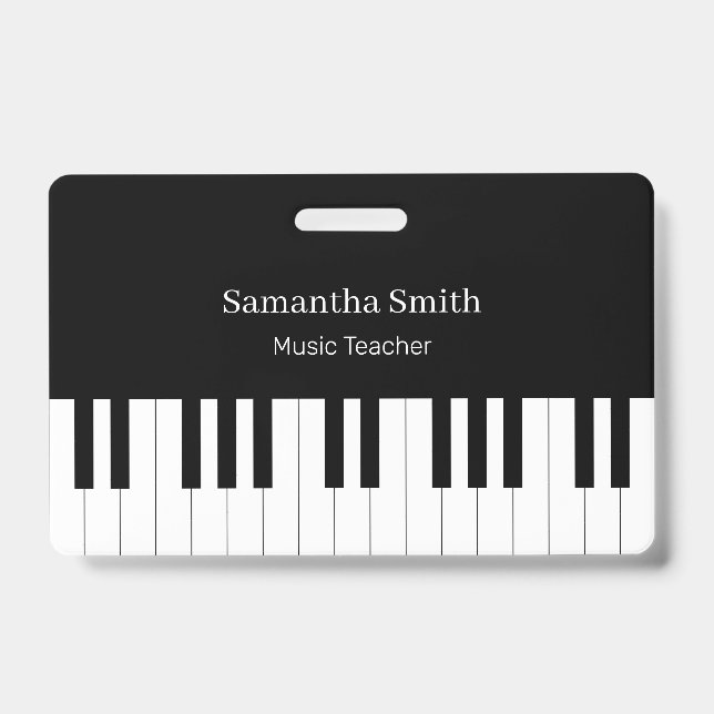 Crachá Professor de Piano de Música Personalizada e Nome  (Frente)