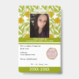 Crachá Professor Ensino Domiciliar Escola Mãe ID Florais