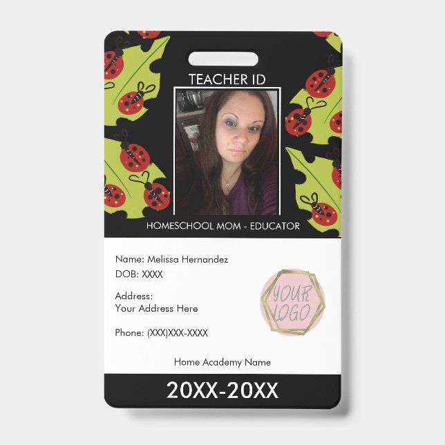 Crachá Professor Ensino Domiciliar Escola Mãe Joias Senho (Frente)