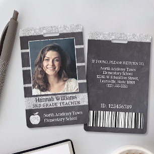 Crachá Professor Escola Personalizado Funcionário Foto Lo