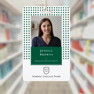Crachá Professor escolar/ Estudante Logotipo de Foto Verd