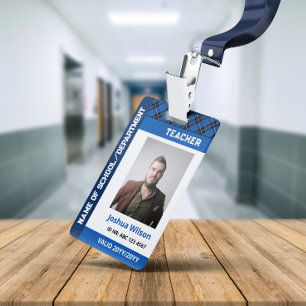 Crachá Professora da Escola de Fotografia de Xadrez Azul