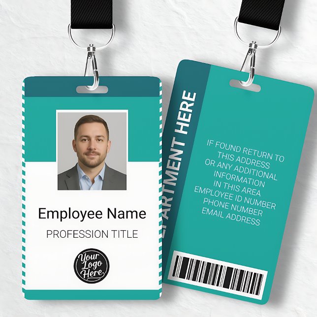 Crachá Profissionais Listras Geométricas Modernas Azul-Ve (Professional Modern Geometric Teal Stripes Staff Badge)