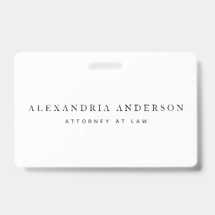 Crachá Profissional de Advogado Branco Minimalista