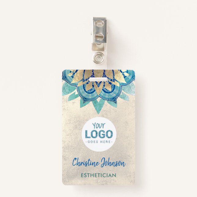 Crachá profissional de beleza moderna (Frente com Clipe)
