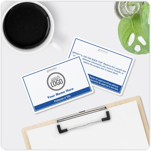 Crachá Profissional de Cor Azul Simples em Bloco (Criador carregado)