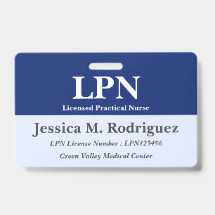 Crachá Profissional de Enfermagem Prática (LPN) ou Profis