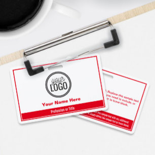 Crachá Profissional Simples de Bloco de Cor Vermel