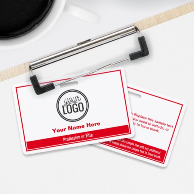 Crachá Profissional Simples de Bloco de Cor Vermel (Criador carregado)