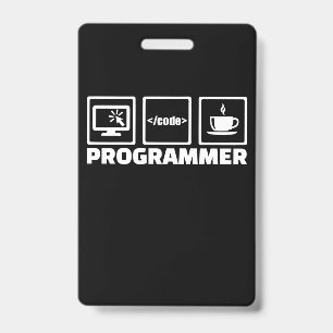 Crachá Programador Escreve Código E Bebe Café