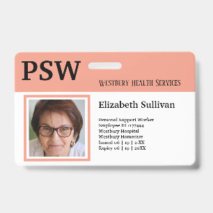 Crachá PSW Healthcare ou Hospital Employee Photo ID Crach