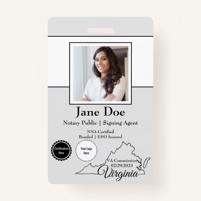 Crachá Público Notário do Estado da Virgínia com C (Frente)