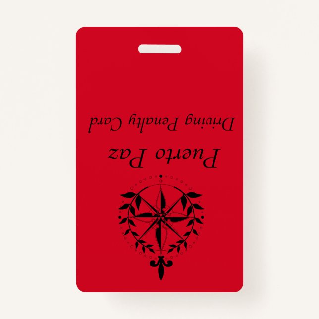 Crachá Puerto Paz - Cartão de Pena de Condução (vermelho) (Verso)