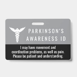 Crachá pulseira de conscientização sobre Parkinson ID pac