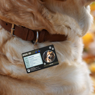 Crachá Pulseira de Identificação de Cachorro Moderna Pret