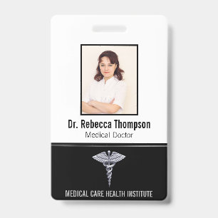 Crachá Pulseira de Identificação Médica Prata Caduceu em 