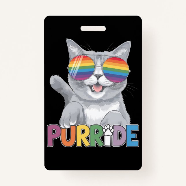Crachá Purride Cat Sunvidles Orgulho gay Rainbow LGBTQ (Frente)