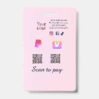 Crachá Q R code PayPal venmo scan pay add social media de