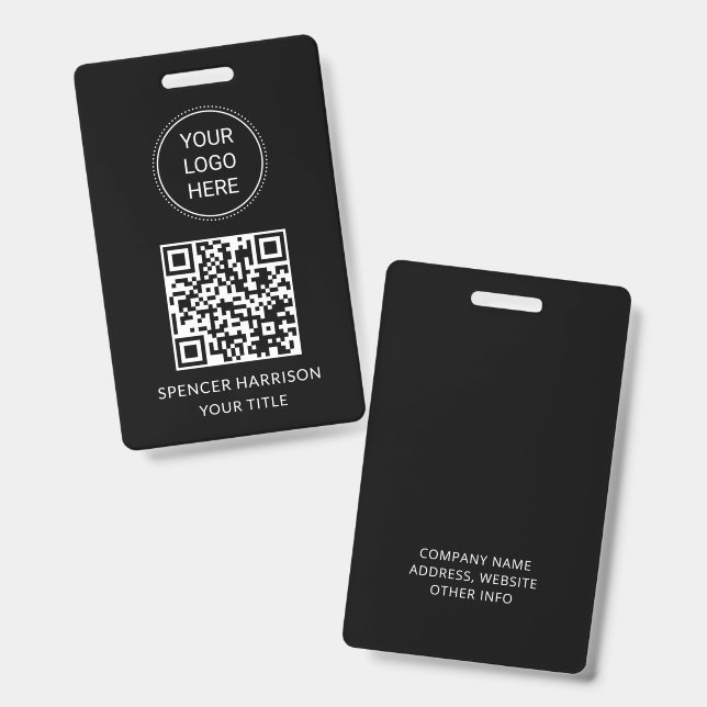 Crachá QR Code Business Logo Business Event (Frente e verso)