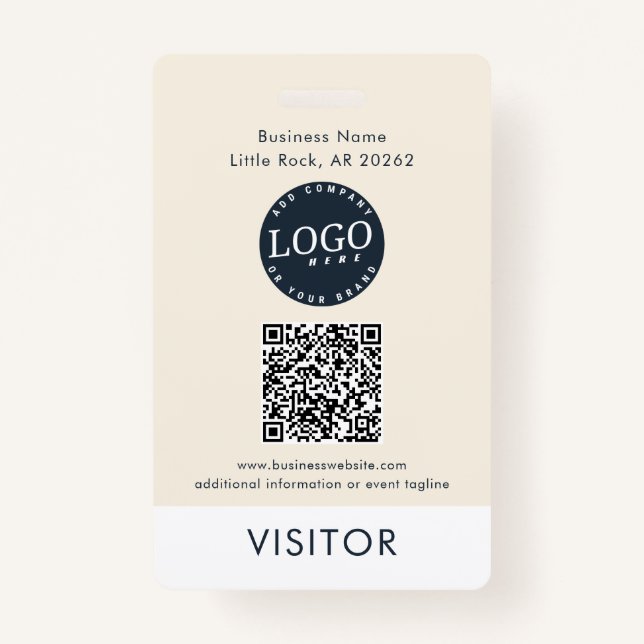 Crachá QR Code Business Logo Visitor ID Modern (Frente)