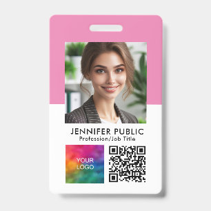 Crachá QR Code de Foto Personalizada de Funcionário Logot