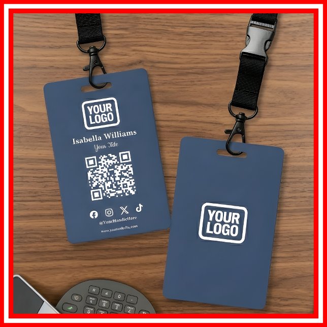Crachá QR Code Event Badge | Digital Navy Budget ID Card (Criador carregado)