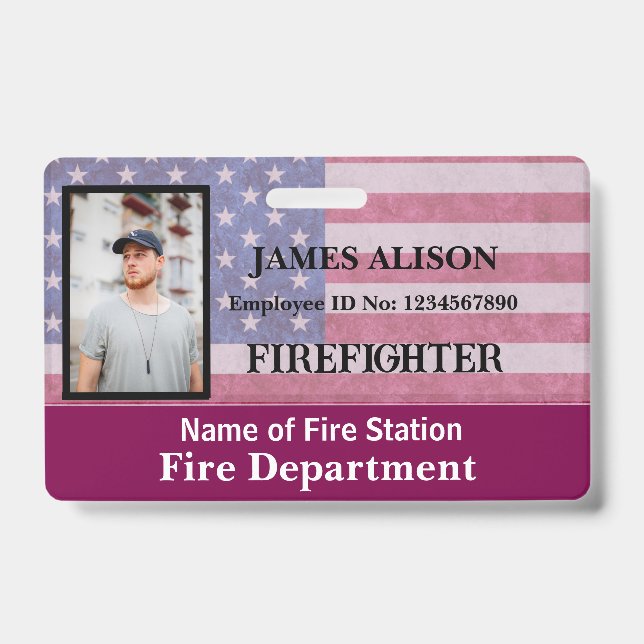 Crachá Qr Code Firefighter Employee Photo Name Card B (Frente)