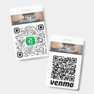 Crachá QR de Gorjeta sem Dinheiro com Logotipo Per