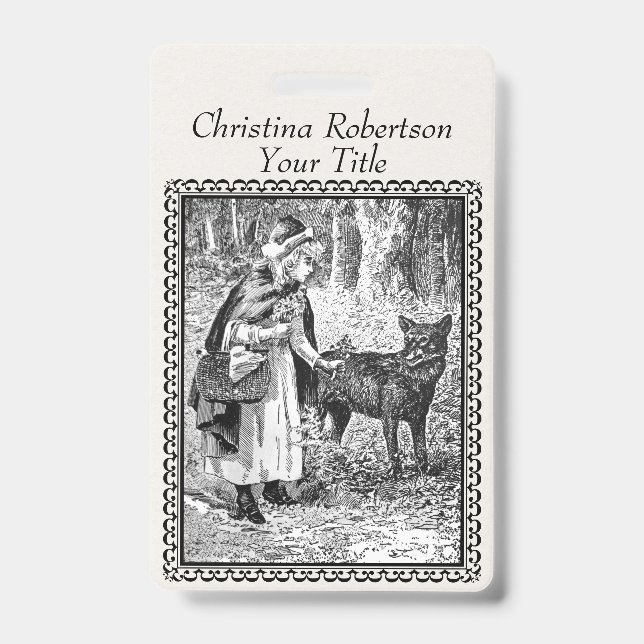 Crachá Quadro de Ilustração Branco Preto de Cabelo Vermel (Frente)