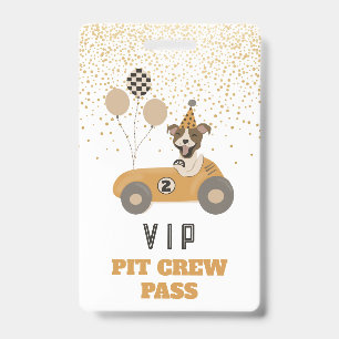 Crachá Race Car Boys Festa de aniversário VIP Pass