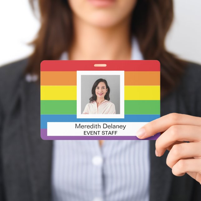 Crachá Rainbow Stripes Employee Staff Photo Event (Apresentado)