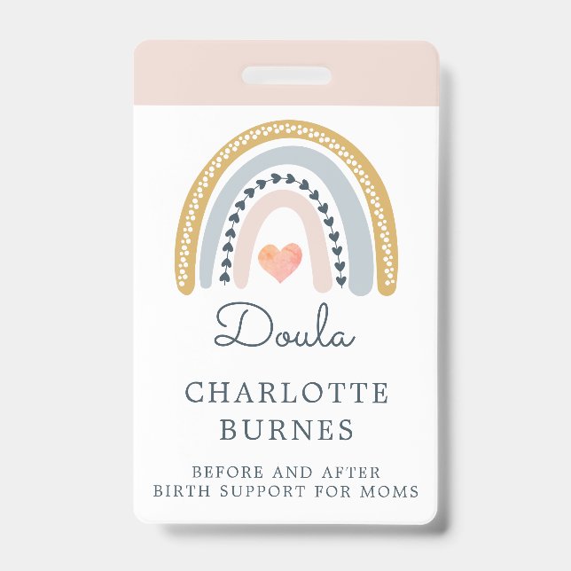 Crachá Rainbow Watercolor Doula (Frente)