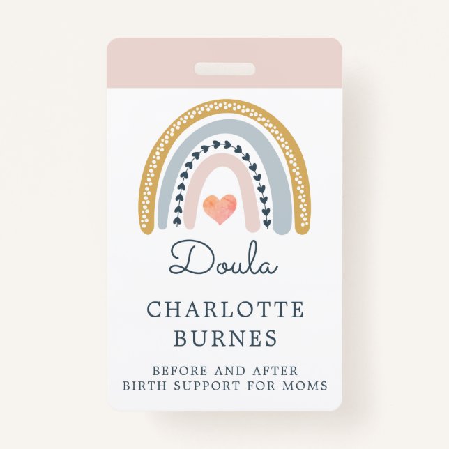 Crachá Rainbow Watercolor Doula (Frente)