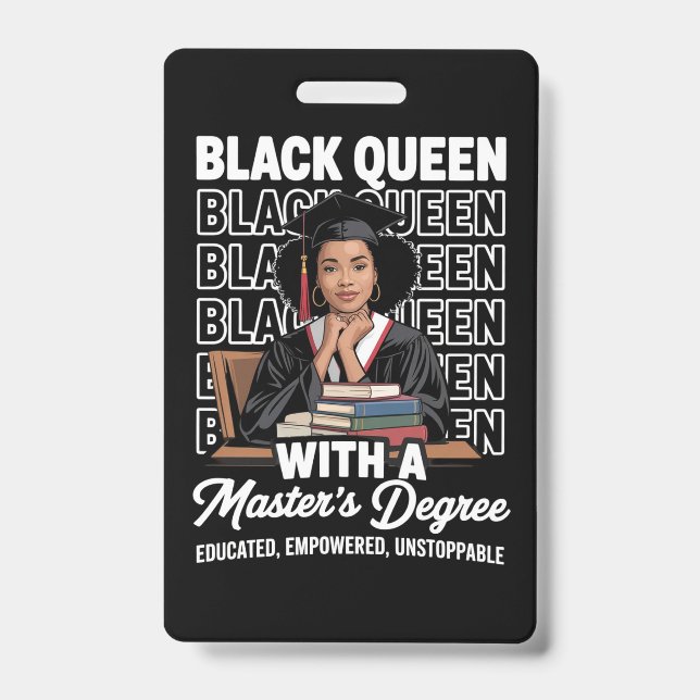Crachá Rainha Negra Mestrado Graduação Educada (Frente)