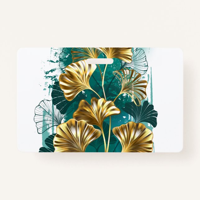 Crachá Ramificação com Ouro deixa Ginko Biloba (Frente)