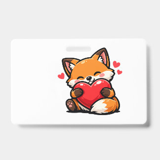 Crachá Rapariga Vulpe Abraçando Coração – Animal de Amor 