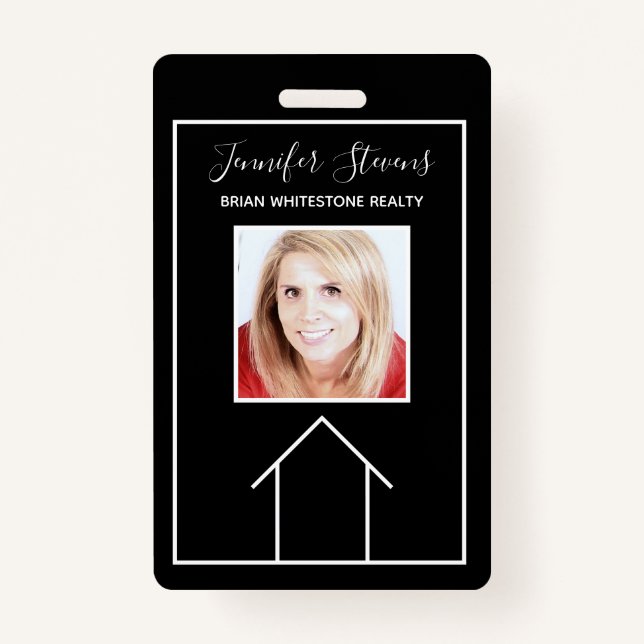 Crachá Real Estate House Black White Realator (Frente)