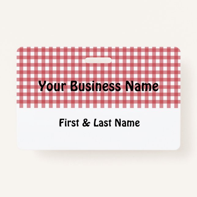 Crachá Red and White Gingham Name Badge (Frente)