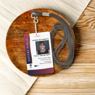 Crachá Red & Blue Professional Add Logo Notary Photo ID