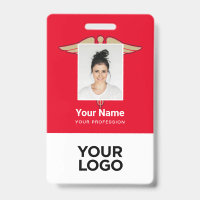 Red Medical Employee Doctor Nurse Photo Name ID