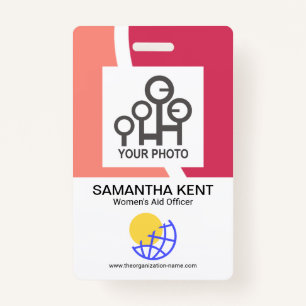 Crachá Red Shade Waves Nome da Empresa Modelo