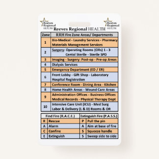 Crachá Reeves Zonas de Incêndios na Saúde Regional