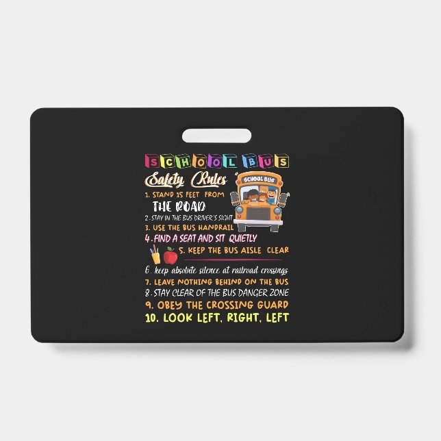 Crachá regras de segurança dos ônibus escolares (Frente)